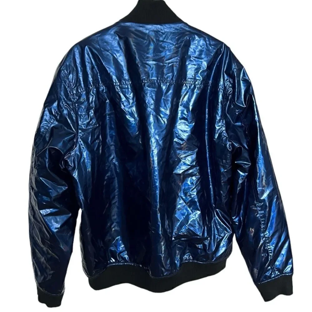 TRUE RELIGION Men's Navy Iridescent Fashion Bomber Jacket Size XL.